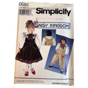 Simplicity 8590 0680 Daisy Kingdom Child Jumpsuit Jumper Blouse Pattern Size 2-4